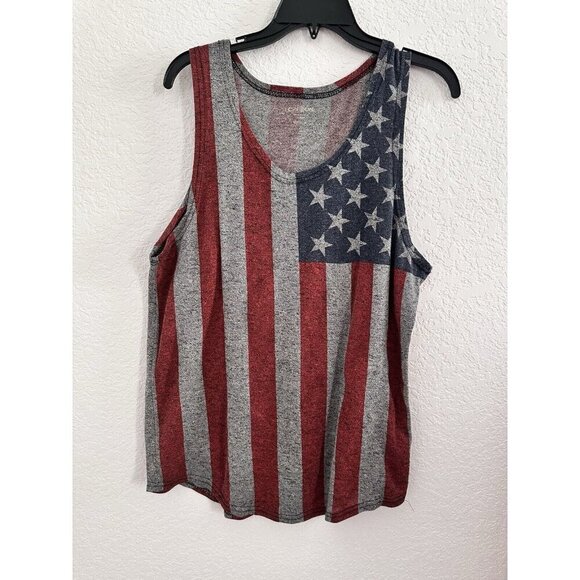 Carbon Men's Heathered American Flag‎ Tank Size Med Workout Loungewear Outdoors - Picture 2 of 7
